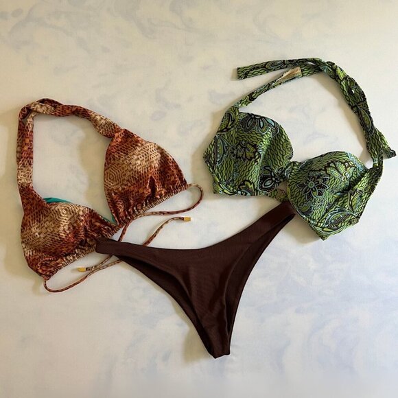 Mismatched Swimsuit 2 Tops, 1 Bottom Very Cheeky Bikini Size Large - Picture 1 of 5